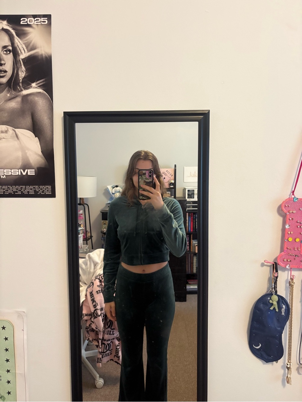 Hollister Forest Green Velvet Two-Piece Set